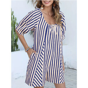 Adorable Striped Cotton Romper Size SX-M | SAME DAY SHIP or NEXT DAY